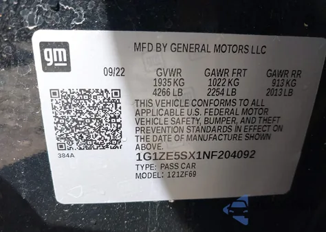 2022 Chevrolet Malibu Fwd Premier from USA, damaged, VIN 1G1ZE5SX1NF204092